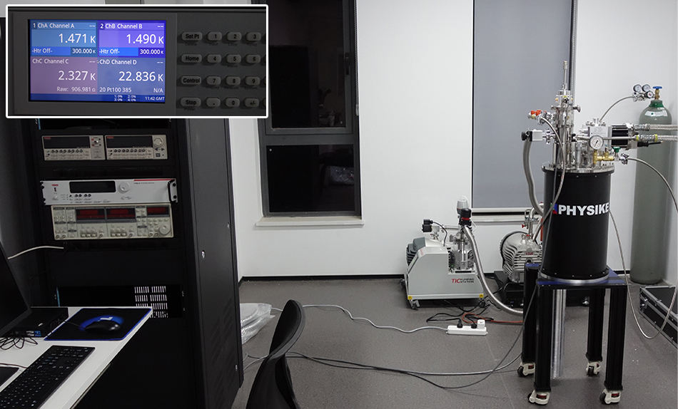 飛斯科頂部裝卸型1.5K制冷機電學測試系統安裝成功
